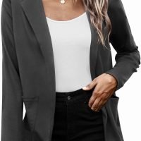 Womens Casual Work Office Blazer Open Front Long Sleeve Cardigan Jacket