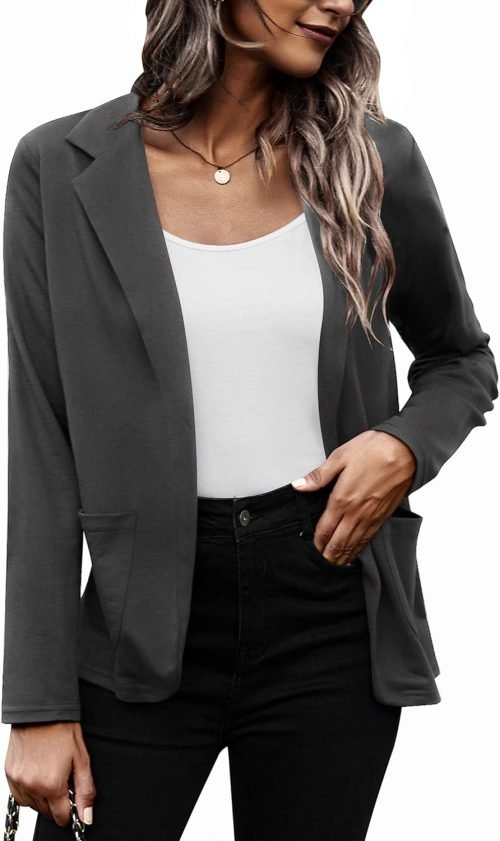 Womens Casual Work Office Blazer Open Front Long Sleeve Cardigan Jacket
