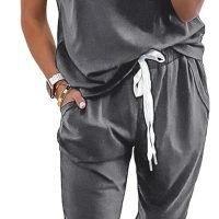 Womens V Neck Short Sleeve Top And Long Pants