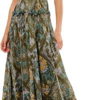 Women’s Floral Smocked Maxi Dress Boho Puff Sleeve Sweetheart A-Line Flowy Long Dresses Y2K Swing Beach Sundress