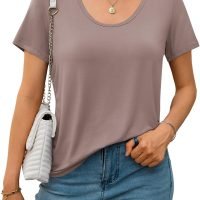 Womens Tops T Shirts Short Sleeve Tees Fashion Trendy Lightweight Basic Soft Casual Summer Outfits Comfy Clothes 2024