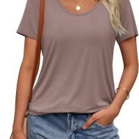 Womens Tops T Shirts Short Sleeve Tees Fashion Trendy Lightweight Basic Soft Casual Summer Outfits Comfy Clothes 2024