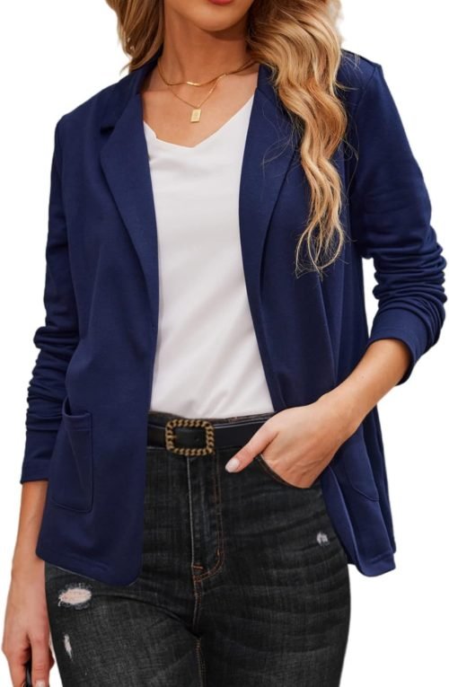Womens Casual Work Office Blazer Open Front Long Sleeve Cardigan Jacket
