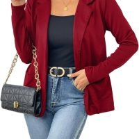 Womens Casual Work Office Blazer Open Front Long Sleeve Cardigan Jacket