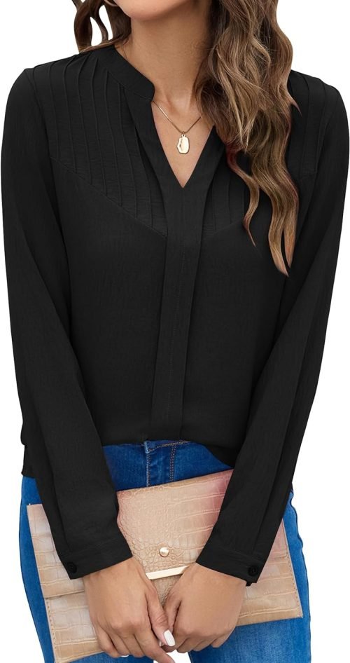 Women's Dressy Casual Tops Business Long Sleeve Shirts Work Blouses Fall Clothes 2023