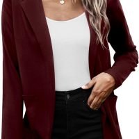 Womens Casual Work Office Blazer Open Front Long Sleeve Cardigan Jacket