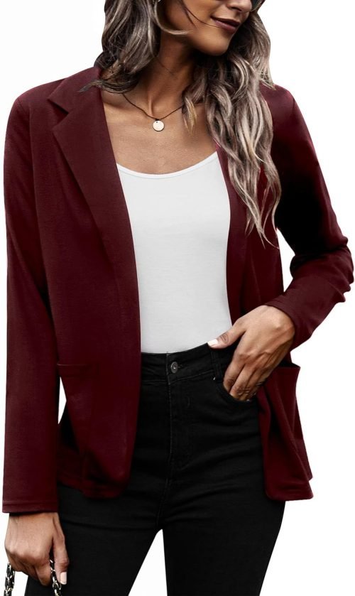 Womens Casual Work Office Blazer Open Front Long Sleeve Cardigan Jacket