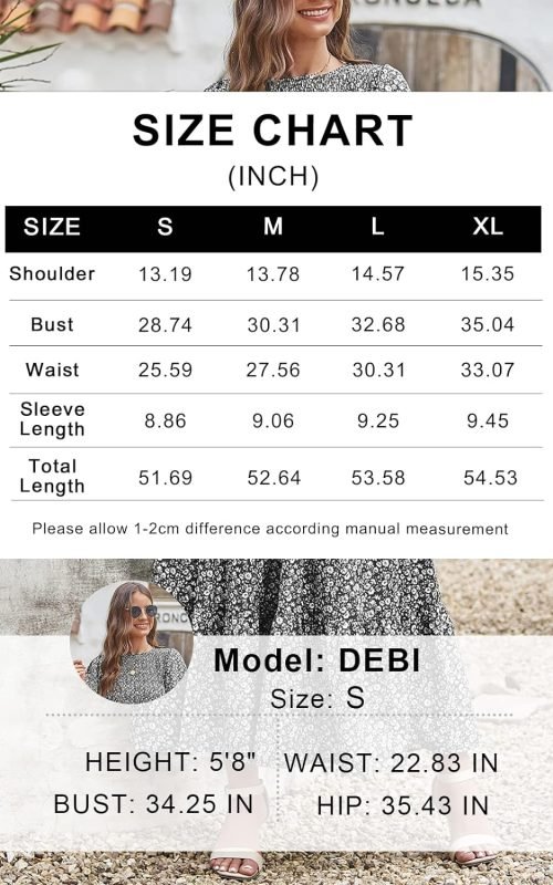 Women's Summer Casual Flutter Short Sleeve Boho Floral Maxi Dress Crew Neck Smocked Tiered Long Dresses, X-rose Red, Large