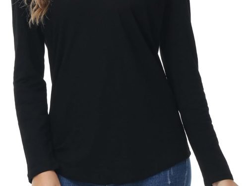 71gc6_prLXL._AC_SL1500 Women's Oversized T Shirts Fashion Long Sleeve Scoop Neck Top Shirts Loose fit Comfy Tees with Pockets