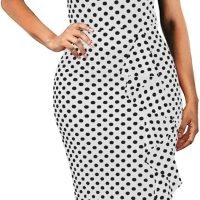 Women's Vintage Short Sleeve Polka Dot Falbala Fold Slim Fit Pencil Dress