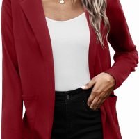Womens Casual Work Office Blazer Open Front Long Sleeve Cardigan Jacket