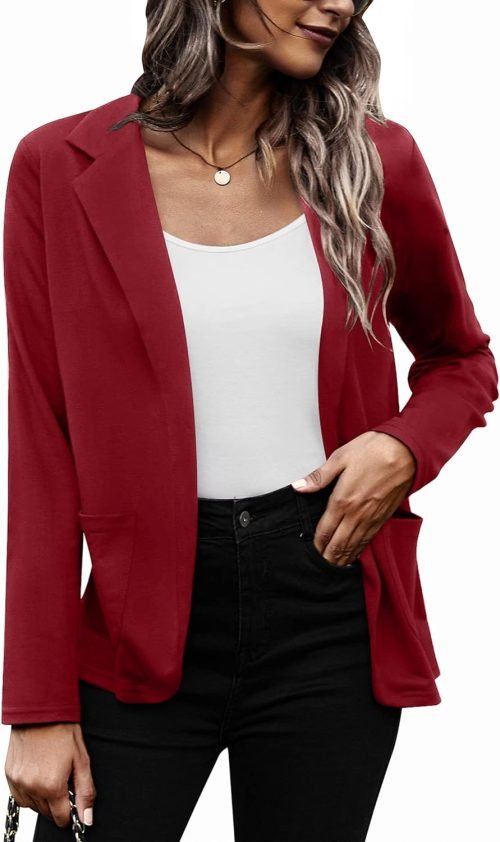 Womens Casual Work Office Blazer Open Front Long Sleeve Cardigan Jacket