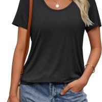 Womens Tops T Shirts Short Sleeve Tees Fashion Trendy Lightweight Basic Soft Casual Summer Outfits Comfy Clothes 2024
