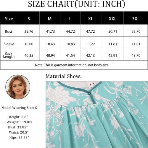 House Dresses  for Women with Pockets  Dresses Short Sleeve for Women Nightgown Lounge Dress