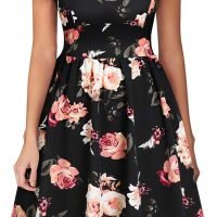 Women's Vintage Pleated Flared Swing A-Line Casual Party Work Dresses