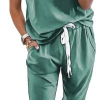 Womens V Neck Short Sleeve Top And Long Pants