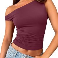 Womens Off The Shoulder Tops Sleeveless Shirts Going Out Crop Tank Tops Slim Fitted Y2K Summer Outfits 2024