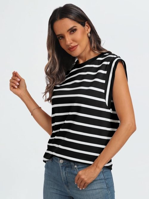 Women's Sleeveless Summer Tops Casual Trendy T Shirts Basic Trendy Cute Cap Sleeve Tee Shirts 2024