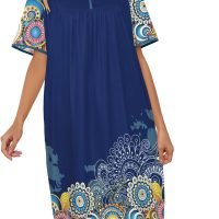 House Dresses  for Women with Pockets  Dresses Short Sleeve for Women Nightgown Lounge Dress