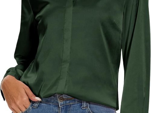 Women's Silk Blouse Long Sleeve Lady Shirt Casual Office Work Blouse Shirt Tops