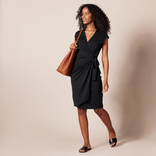 Women's Classic Cap Sleeve Wrap Dress (Available in Plus Size)