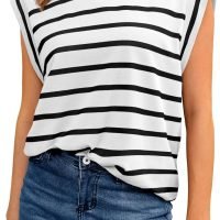 Women's Sleeveless Summer Tops Casual Trendy T Shirts Basic Trendy Cute Cap Sleeve Tee Shirts 2024