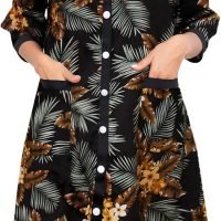 Women House Dress Snap Front Nightgown 3/4 Sleeve Housecoat Duster Robe with Pockets Moomoo Patio Dress