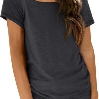 Womens Tops Casual Spring Summer Tshirts 2024 Short Sleeve Square Neck Basic Tee Outfits