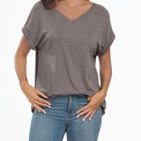 Women's Oversized Short Sleeve Tshirts Casual V Neck Summer Tops Loose Fit 2024 Work Shirts
