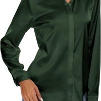 Women's Silk Blouse Long Sleeve Lady Shirt Casual Office Work Blouse Shirt Tops