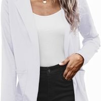 Womens Casual Work Office Blazer Open Front Long Sleeve Cardigan Jacket