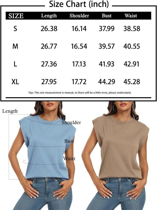 Women's Sleeveless Summer Tops Casual Trendy T Shirts Basic Trendy Cute Cap Sleeve Tee Shirts 2024
