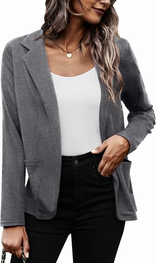 Womens Casual Work Office Blazer Open Front Long Sleeve Cardigan Jacket