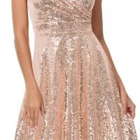 Women's Sequin Party Dress Wrap Night Out Club Dresses Rose Gold Size M
