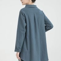 Women's Linen Shirts Button Down Long Tunic Tops Plus Size Blouse with Pockets