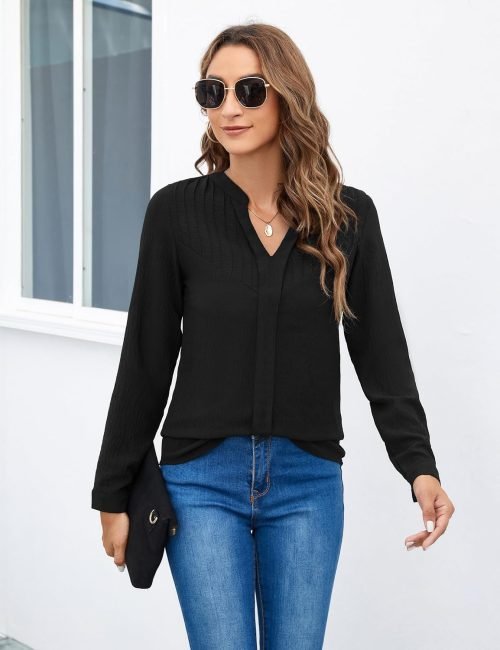 Women's Dressy Casual Tops Business Long Sleeve Shirts Work Blouses Fall Clothes 2023