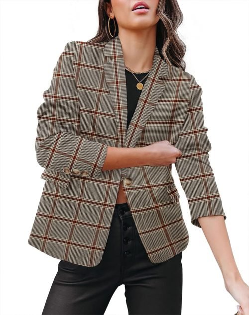 Womens Casual Business Fashion Blazer Work Professional Buttons Suit Jacket with Pockets