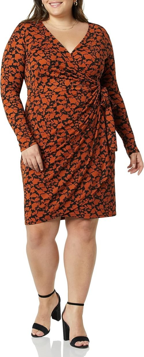 Women's Long Sleeve Classic Wrap Dress (Available in Plus Size)