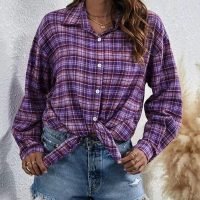 Plaid Flannel Button Down Shirts for Women Oversized Dressy Casual Long Sleeve Tops Blouse