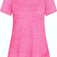 Woman Raglan Sleeve Round Neck Irregular Hem Yoga Workout Shirt Sizes M-3XL