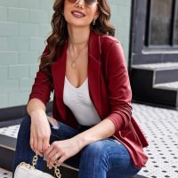 Womens Casual Work Office Blazer Open Front Long Sleeve Cardigan Jacket