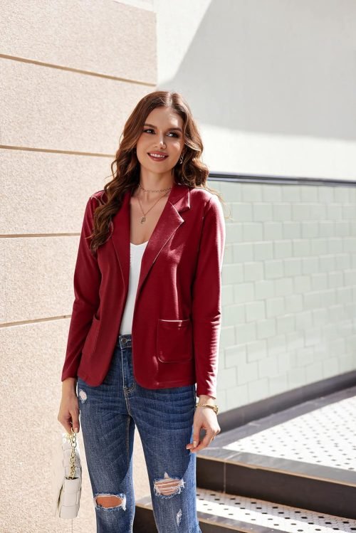 Womens Casual Work Office Blazer Open Front Long Sleeve Cardigan Jacket