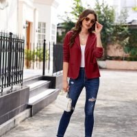 Womens Casual Work Office Blazer Open Front Long Sleeve Cardigan Jacket