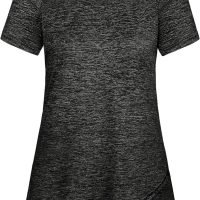 Woman Raglan Sleeve Round Neck Irregular Hem Yoga Workout Shirt Sizes M-3XL