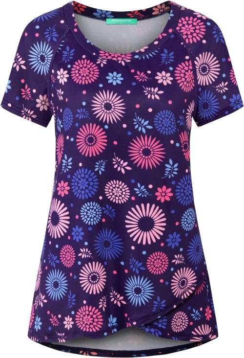 Woman Raglan Sleeve Round Neck Irregular Hem Yoga Workout Shirt Sizes M-3XL