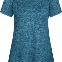 Woman Raglan Sleeve Round Neck Irregular Hem Yoga Workout Shirt Sizes M-3XL