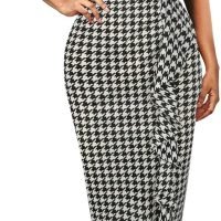 Women's Vintage Short Sleeve Polka Dot Falbala Fold Slim Fit Pencil Dress