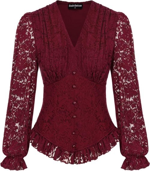 Scarlet Darkness Women's Medieval Shirt with Lace Gothic Shirt