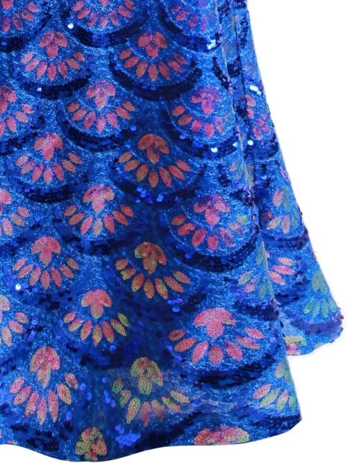 Women's V Neck Splicing Tulle Pattern Sequin Elegant Long Mermaid Prom Dress