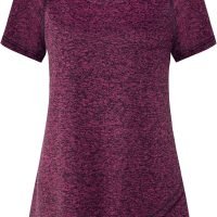 Woman Raglan Sleeve Round Neck Irregular Hem Yoga Workout Shirt Sizes M-3XL
